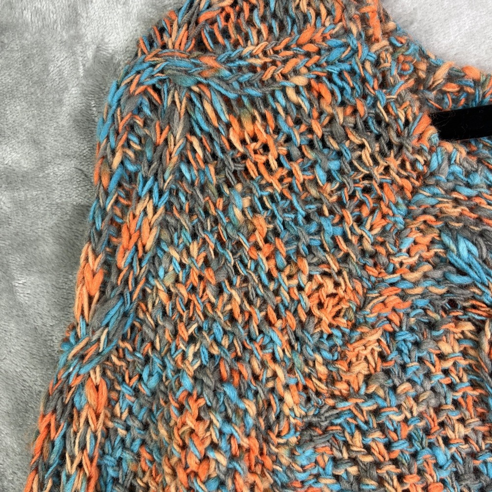 Berretti Sweater Women's S Alpaca Wool Blend Cable Knit Open‎ Weave Orange Italy - Picture 3 of 7